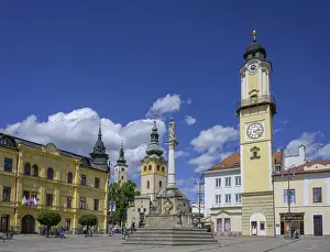 Central Europe Urban Scene Imprime: View to the clock tower over the main square of