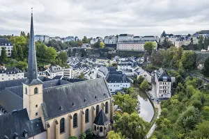 Impresiones de Vista desde la promenade de la Corniche, el balcón más hermoso de Europa hasta el suelo, Abadía de Neumünster y Fortaleza de Luxemburgo con las casamatas del ciervo Luxemburgo Imprime: Vista desde la promenade de la Corniche.