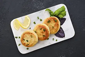 Citrus Fruit Recipes Imprime: Top view of fried cod meat cutlet