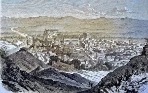 Black And White Historic Illustration Imprime: The view of Rome at the time of Caesar