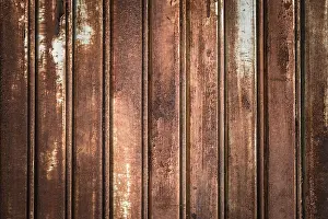 Deserted Window View Imprime: Front view of a shutter rusted