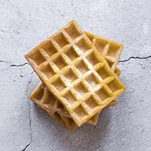 Belgian Waffles Imprime: Top view stack waffles concrete surface