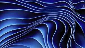 Abstract Blue Waves Imprime: Vivid abstract blue waves create a dynamic flowing pattern