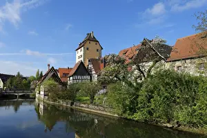 Half Timbered House Germany Imprime: Wassertor Gate on the Pegnitz River