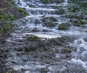 Southern Germany River Scene Imprime: Waterfall of a stream in spring