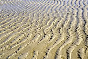Sandy Beach Texture Imprime: Wave structure in the sand at low tide