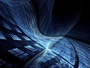 Virtual Reality Concept Imprime: Wavy tech background - abstract computer-generated image