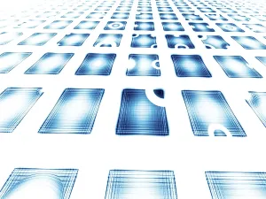 Electronic Computer Hardware Imprime: White and blue perspective background - computer-generated image