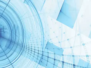 Computer Generated Image Imprime: White and blue technology background - computer-generated image