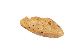 Studio Shot Of Bread Imprime: White bread, one slice, isolated