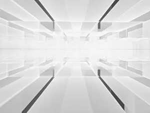Fractal Art Design Imprime: White perspective technology background - computer-generated image