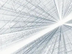Deserted Horizon View Imprime: White technology background - computer-generated 3d illustration