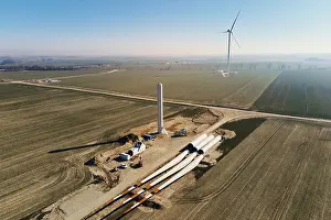 Renewable Energy Installation Imprime: Windmill generator wing prepared for assembling on ground