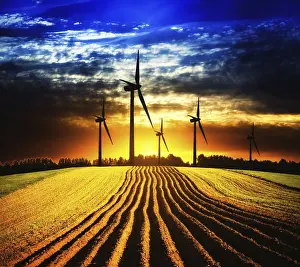 Deserted Windmill Imprime: Windmill at sunset