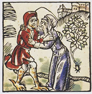 Historical Female Figures Art Imprime: Witch, bogeyman with the devil