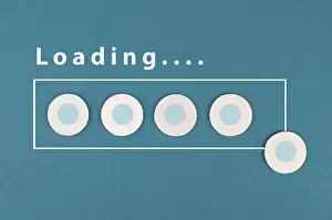 Business Concept Image Imprime: The word loading is standing over the progress bar