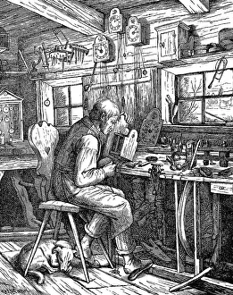 Traditional German House Imprime: Workshop of a clockmaker in the Black Forest