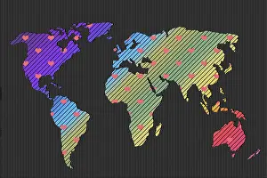 Flat Earth Map Template Imprime: World map design with heart pattern