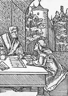 Male Mathematician Portrait Imprime: Medieval Arithmetic
