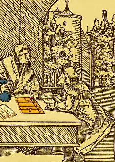 Colorful Medieval Artwork Imprime: Medieval Arithmetic