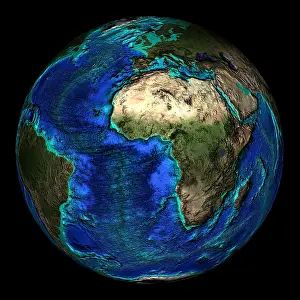 Africa Topography Map Imprime: Topographical Map of Coordinates 0 N, 0 E